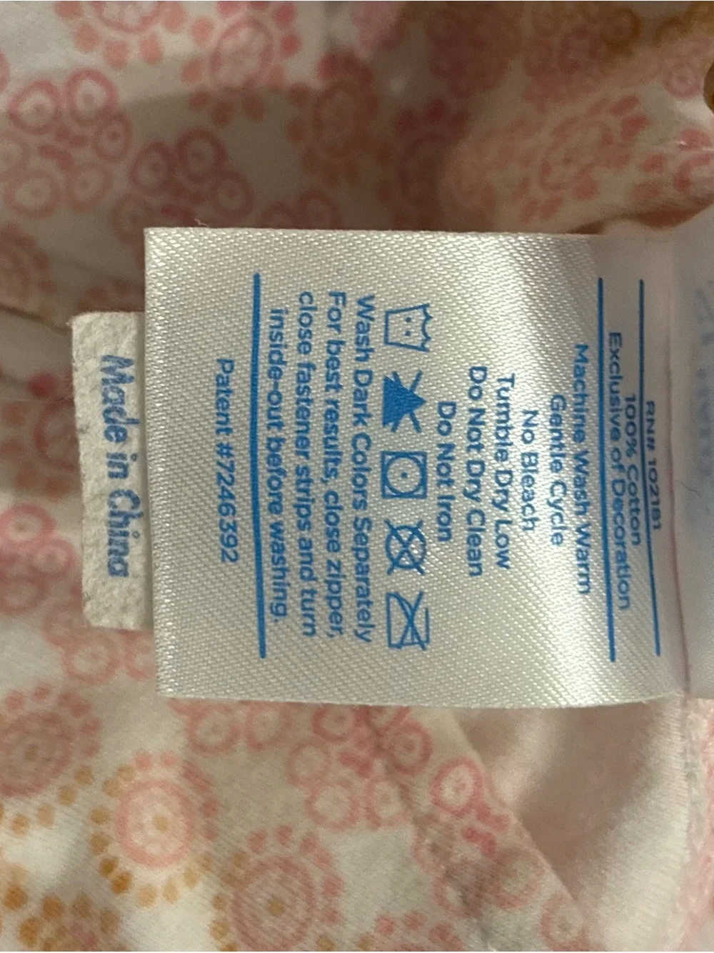 Halo Pink and Cream Floral Pattern Sleep Sack 3-6 Months